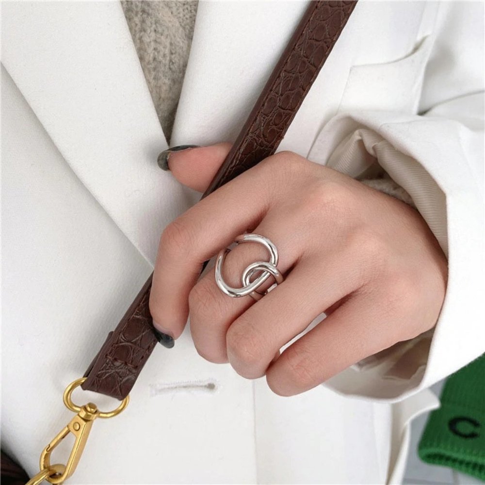 *Gold/Sterling Silver Knot Cross Adjustable Ring - Picture 11 of 15